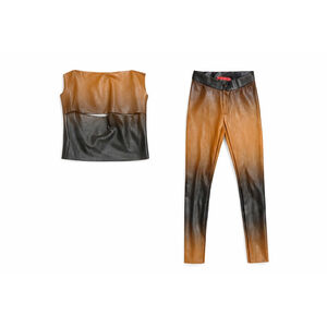 Cou Coo Ombré Faux Leather Two-Piece Set Longline Top & Skinny Pants XS